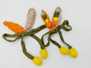 Hand Embroidered Peas in a Pod Applique, Peach Embroidery, Seed Pod Applique